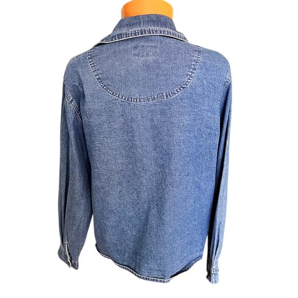 Vintage Agapo Womens Jacket Top Chambray Embroidered Southwestern Blue Red - Picture 3 of 8